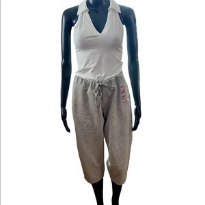 Aeropostale Grey Cropped Joggers, Size Large